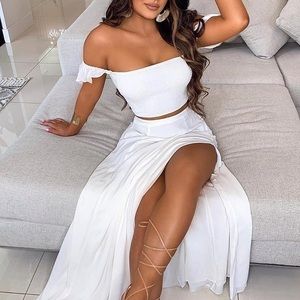 White Top & Skirt Set